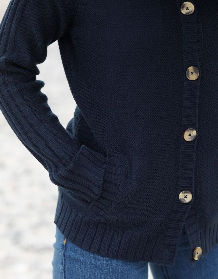 Cardigan boutonné maille fantaisie (marine) Cardigan boutonné maille fantaisie (marine)
