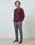 Polo uni maille piqu&eacute;e manches longues (bordeaux)