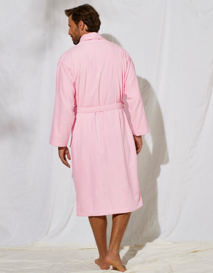 Peignoir mixte adulte éponge velours col châle (rose poudré)