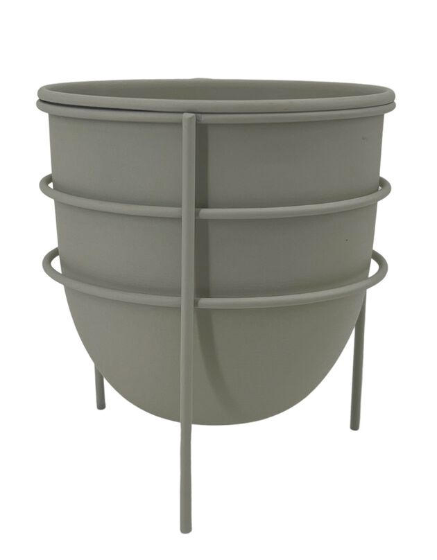 Cache-pot sur pied en métal (taupe)