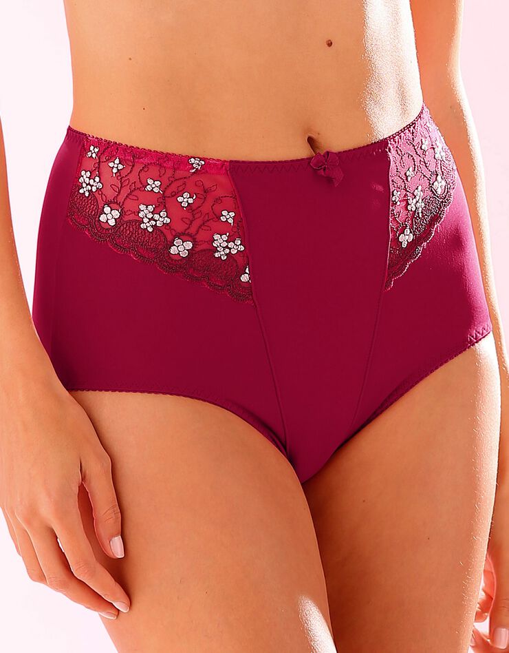 Gainette microfibre tulle brodé Caminata (cerise) Gainette microfibre tulle brodé Caminata (cerise)