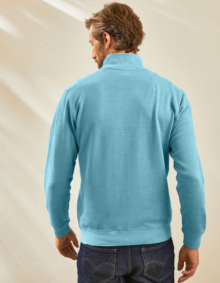 Sweat entièrement zippé uni (bleu vert)