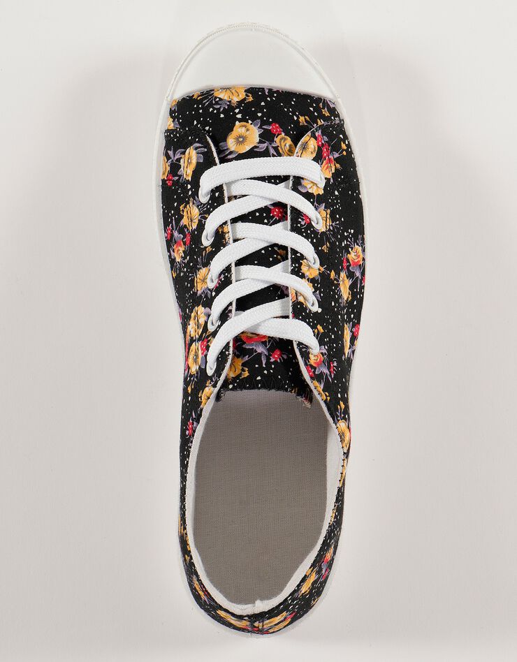 Tennis en toile - imprimé fleurs (noir) Tennis en toile - imprimé fleurs (noir)