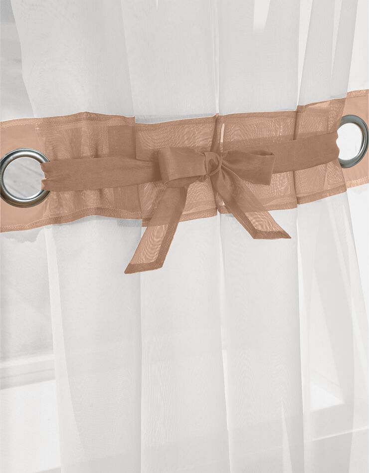 Panneau voilage uni finition oeillets embrasse (taupe / blanc)