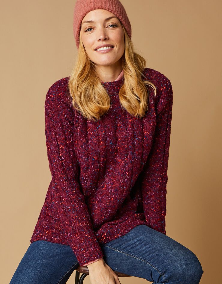Pull col bateau maille bouclette (prune) Pull col bateau maille bouclette (prune)