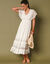 Robe longue crépon et tulle brodé (écru)