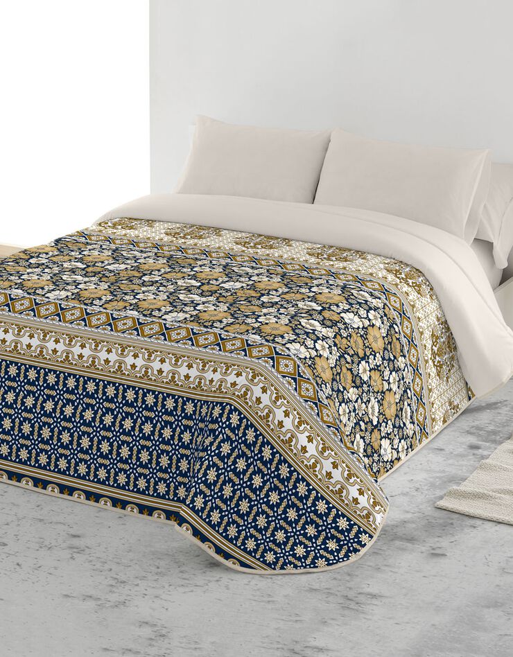 Couette microfibre imprimé oriental 200 g/m² (jaune / bleu)