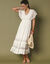 Robe longue crépon et tulle brodé (écru)