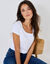 T-shirt col rond manches courtes uni coton (blanc)