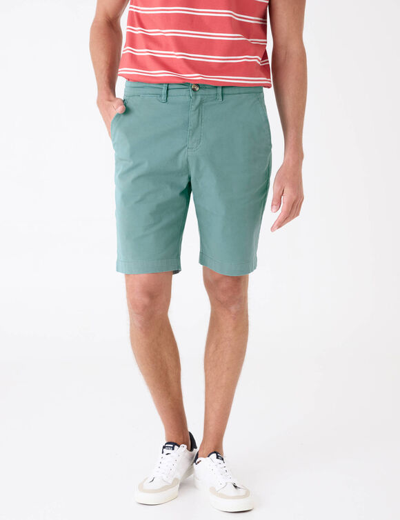 Bermuda chino arrondi sous le ventre (bleu vert)