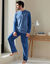 Pyjama pantalon rayé velours manches longues (bleu)