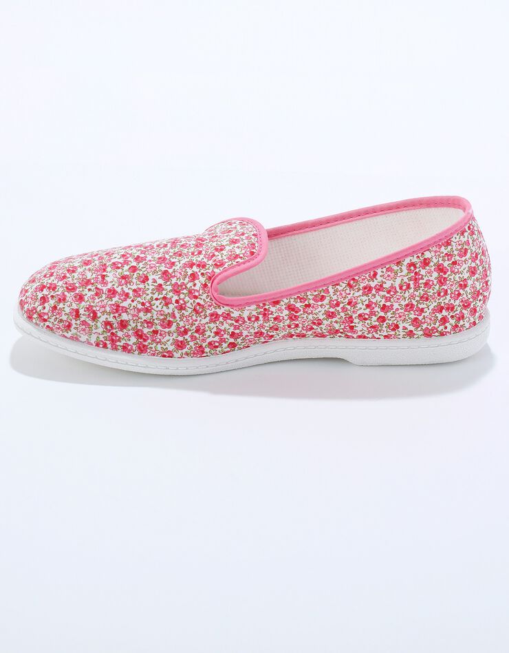 Pantoufles forme charentaise fleuries (rose) Pantoufles forme charentaise fleuries (rose)