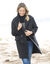 Manteau mi-long à col tailleur, boutonnage croisé (noir)