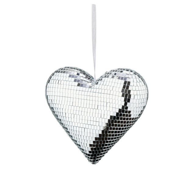 Boule à facettes, forme cœur (argenté)