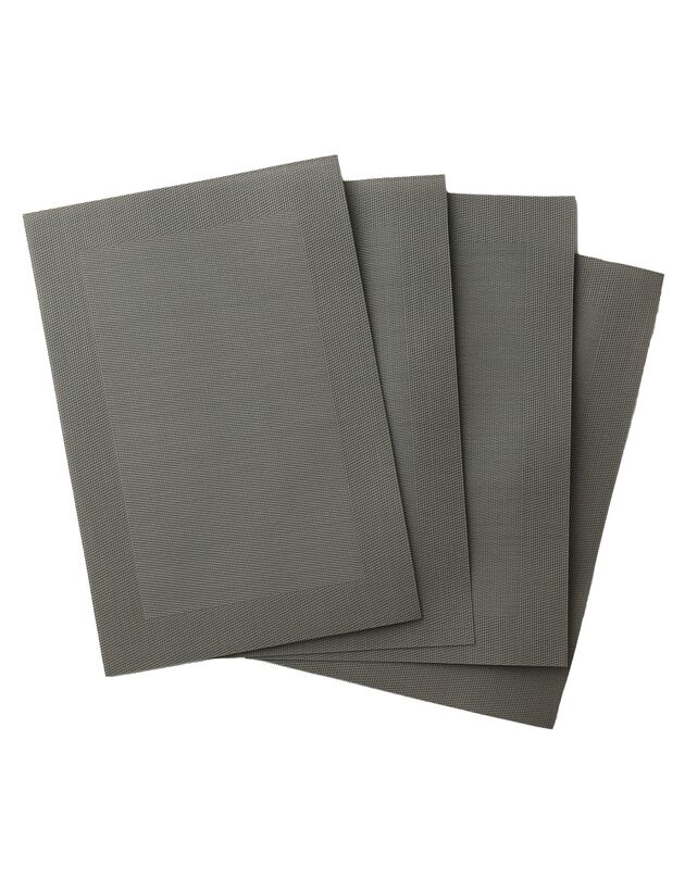 Lot de 4 sets de table - vinyle tressé (gris perle)
