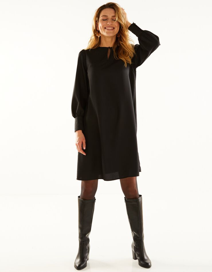 Robe forme housse crêpe uni (noir) Robe forme housse crêpe uni (noir)