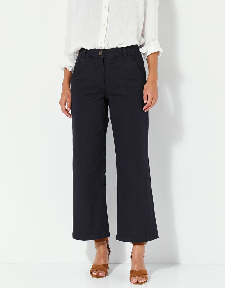 Pantalon large raccourci uni (noir) Pantalon large raccourci uni (noir)