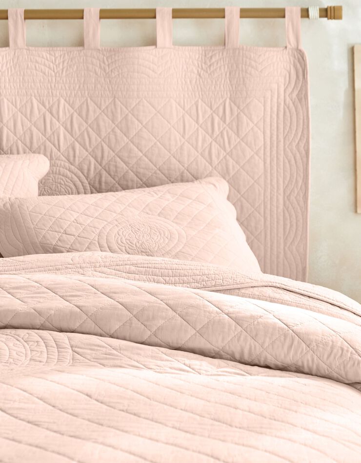Couvre-lit uni style boutis Cassandre (rose thé)