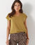 T-shirt col V, maille fantaisie brillante (bronze)