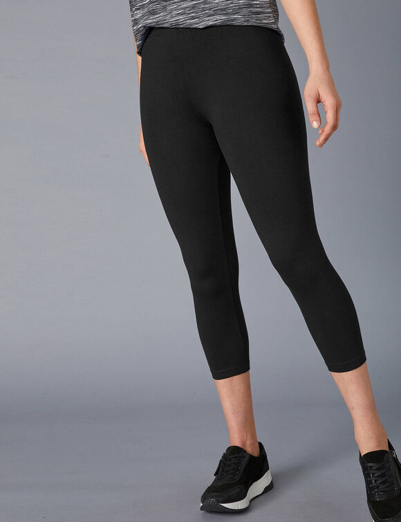 Legging 3/4 maille taille &eacute;lastiqu&eacute;e (noir)