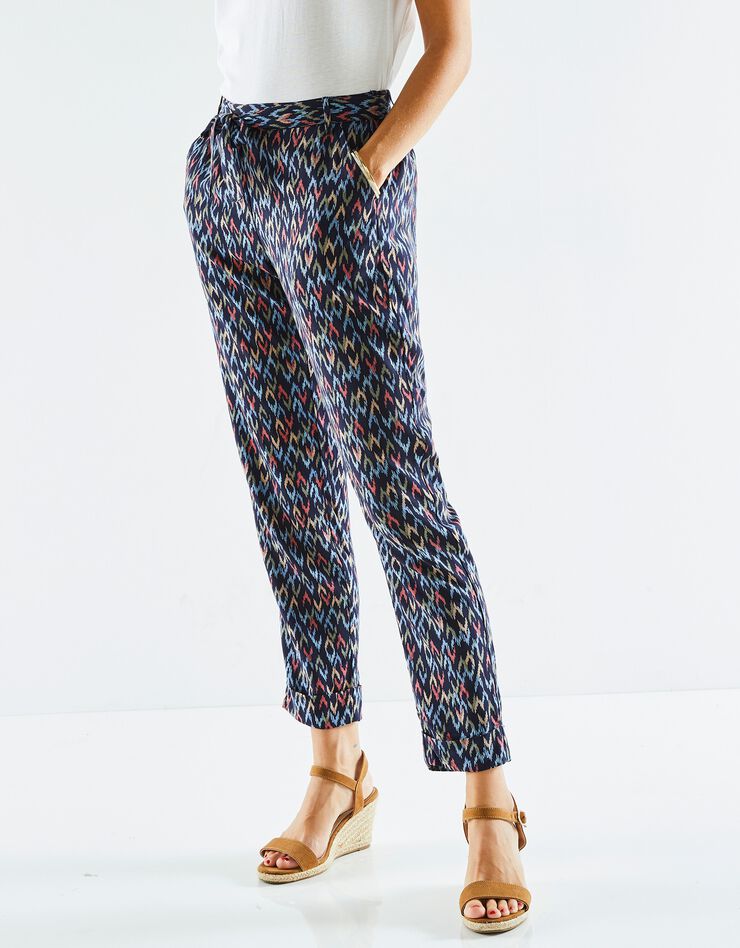 Pantalon 7/8ème fuselé imprimé graphique (marine) Pantalon 7/8ème fuselé imprimé graphique (marine)