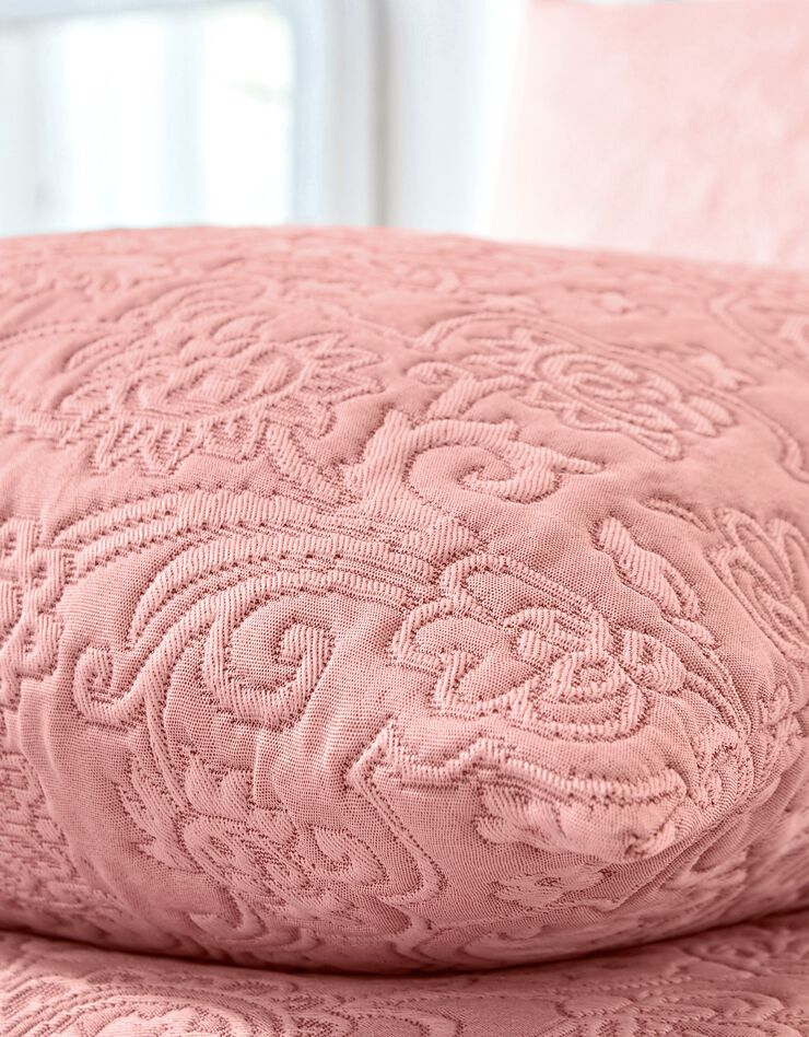 Jeté de lit uni style boutis Mélissa (bois de rose)
