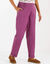 Pantalon coupe mom coton-lin uni (violet gris&eacute;)