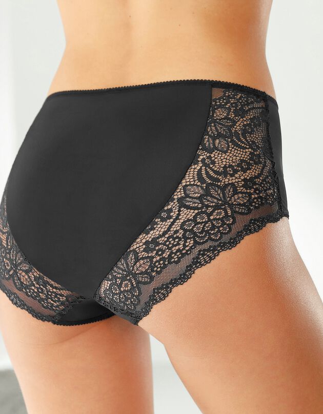 Culotte forme maxi en microfibre et dentelle stretch - lot de 3 (ivoire + taupe + noir)