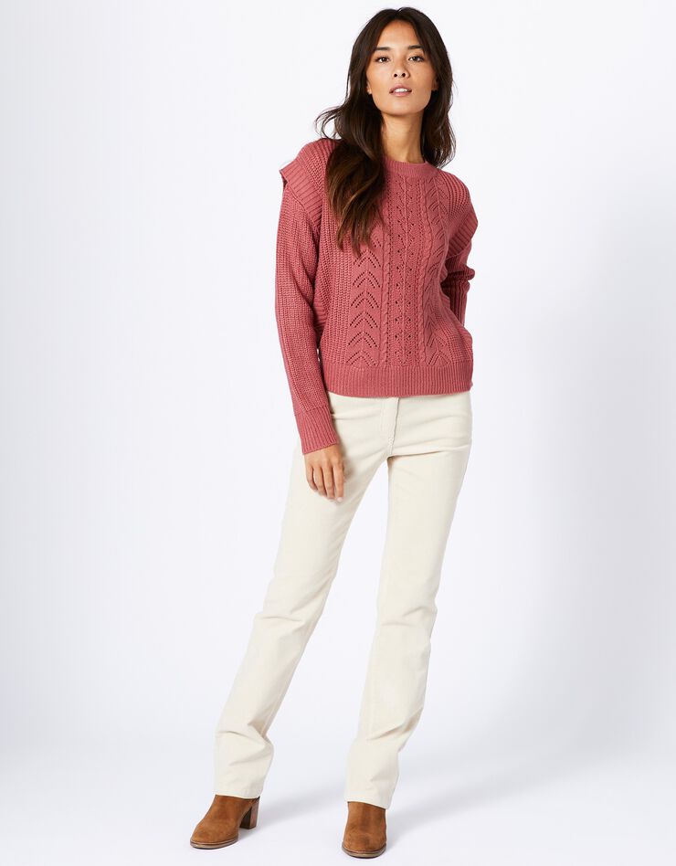Pull manches longues maille fantaisie (bois de rose) Pull manches longues maille fantaisie (bois de rose)