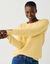 Pull col rond, maille poilue fantaisie (jaune p&acirc;le)