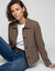 Veste boutonn&eacute;e style paletot, imprim&eacute; carreaux (marron)