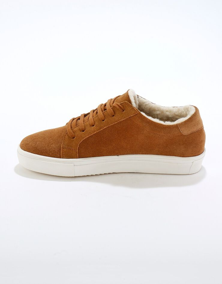 Tennis en cuir fourrées col effet mouton (caramel)