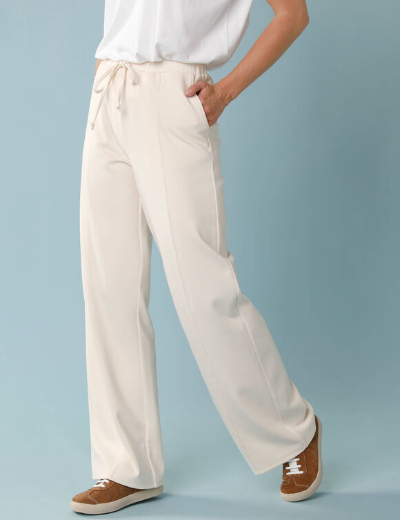 Pantalon large sp&eacute;cial Petites en maille fluide (&eacute;cru)