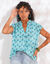 Blouse sans manches imprimée, crépon (turquoise)