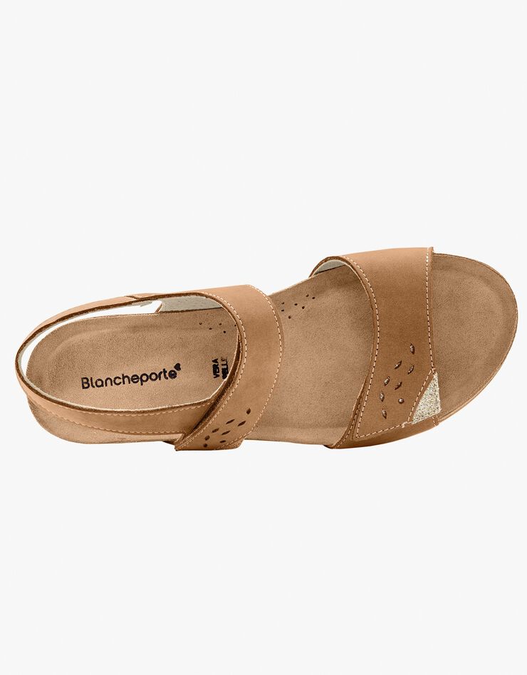 Sandales largeur confort en cuir - marron (marron) Sandales largeur confort en cuir - marron (marron)