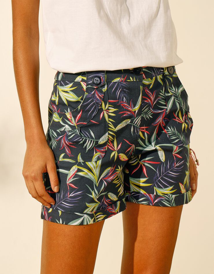 Short imprimé à revers stretch (marine / vert) Short imprimé à revers stretch (marine / vert)