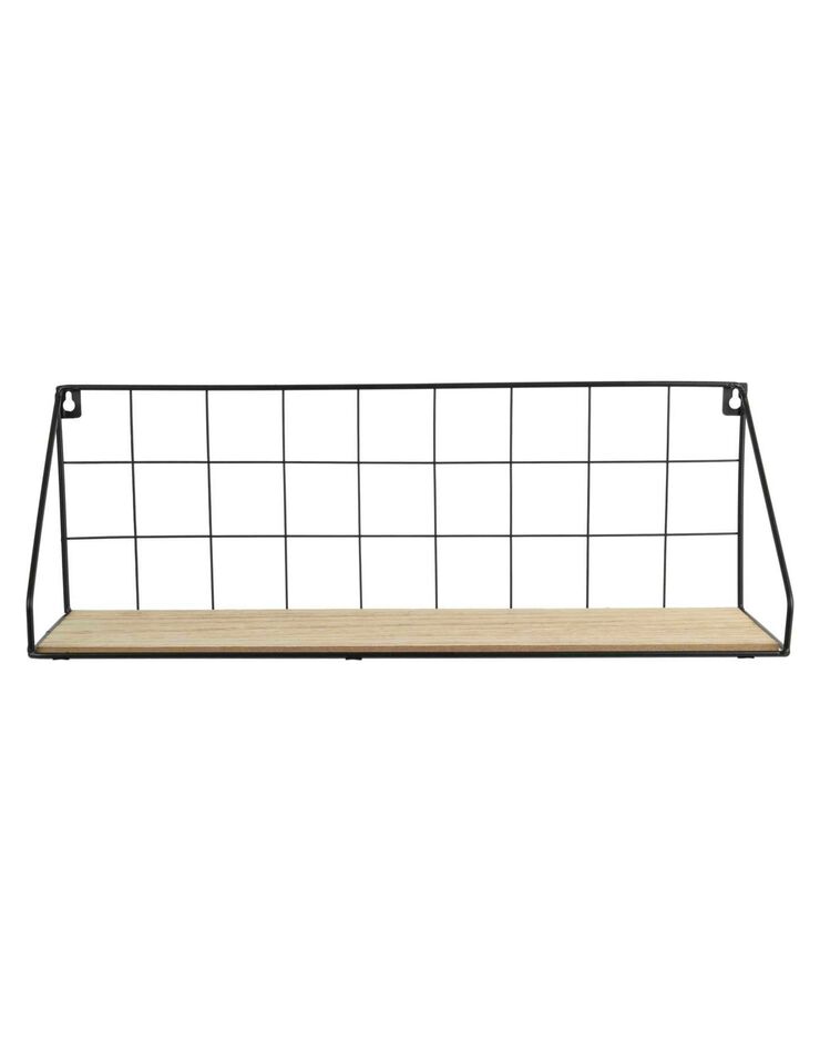 Etagère filaire métal et bois – 1 tablette (noir)
