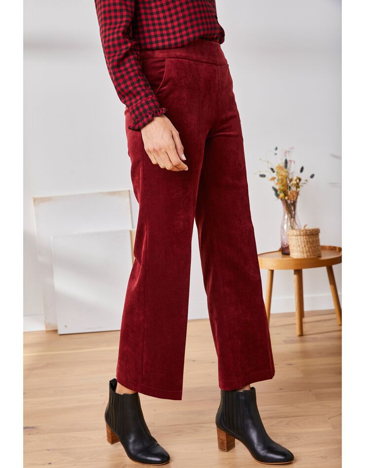 Pantalon velours longueur 3⁄4, taille haute (brique) Pantalon velours longueur 3⁄4, taille haute (brique)