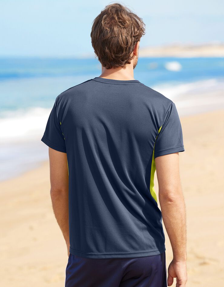 Tee-shirt respirant spécial sport manches courtes (marine / jaune) Tee-shirt respirant spécial sport manches courtes (marine / jaune)