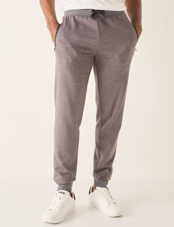 Pantalon de jogging bas resserrés détails contrastés (gris chiné)