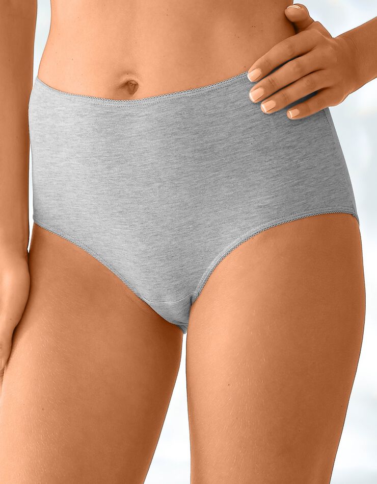 Culotte forme maxi coton stretch - Lot de 4 (gris chiné + noir) Culotte forme maxi coton stretch - Lot de 4 (gris chiné + noir)