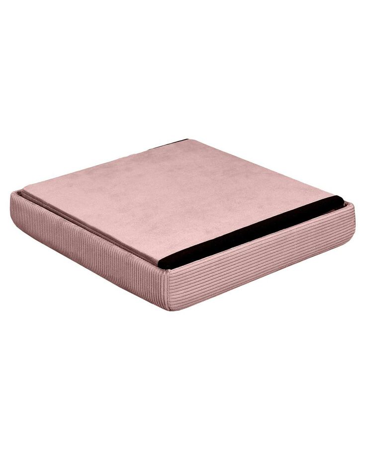 Coffre-pouf pliable - revêtement velours côtelé (rose)