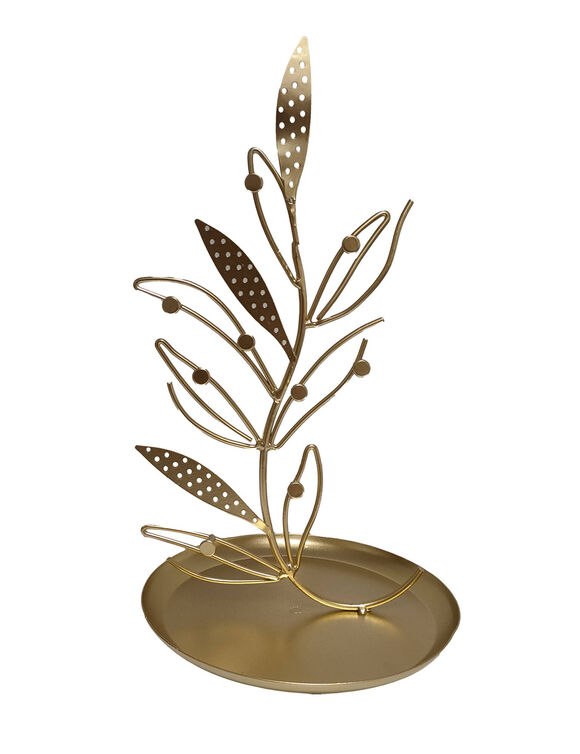 Porte-bijoux en m&eacute;tal, forme feuille (dor&eacute;)