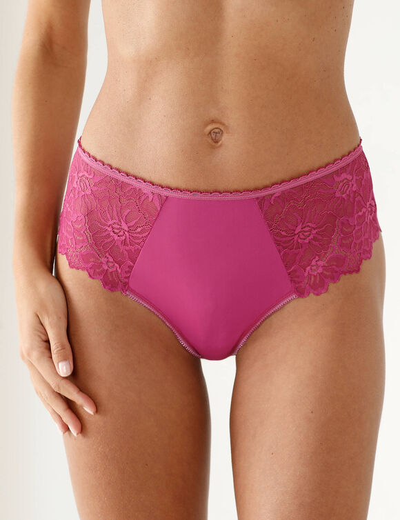 Culotte microfibre et dentelle stretch forme tanga taille haute - lot de 2  (noir + violine)