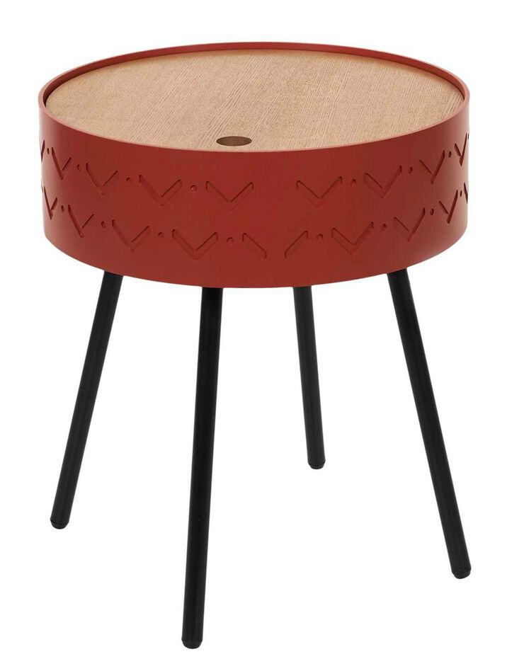 Table d’appoint-coffre déco - pieds métal (rouge)
