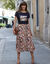 T-shirt imprimé peau de bête (marine / caramel)