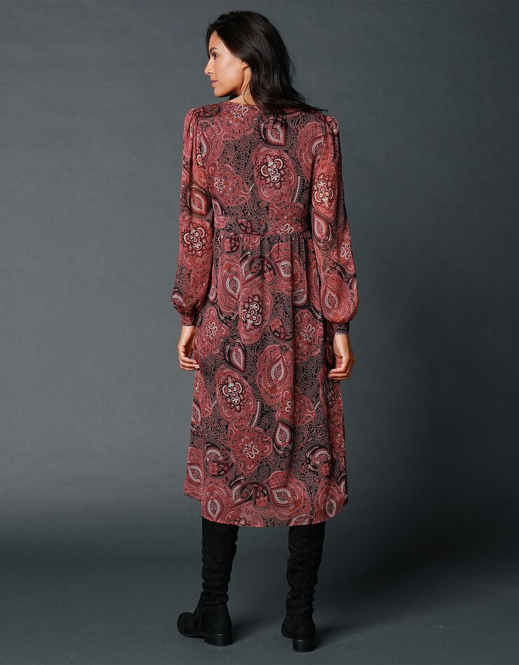 Robe longue en voile imprimé (noir / rose) Robe longue en voile imprimé (noir / rose)