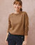 Pull col bateau uni, épaules boutonnées (taupe chiné)