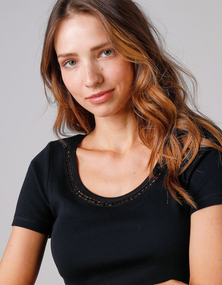 Tee-shirt macramé manches courtes - lot de 2 (noir) Tee-shirt macramé manches courtes - lot de 2 (noir)