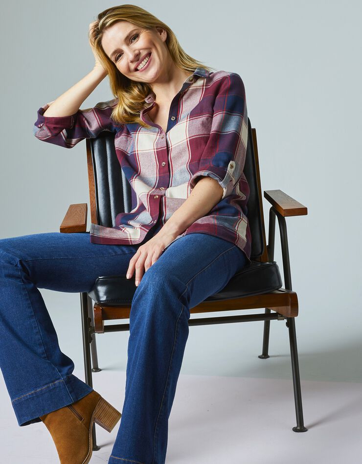 Longue chemise à carreaux en flanelle 100% coton (marine / bordeaux) Longue chemise à carreaux en flanelle 100% coton (marine / bordeaux)